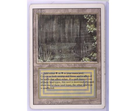 Magic the Gathering TCG. Bayou, Revised. Dual Land card. Condition Report:  Light play condition.