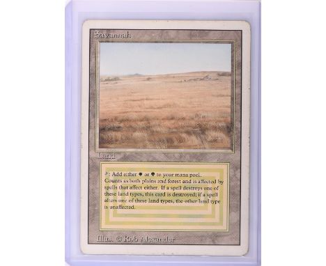 Magic the Gathering TCG. Savannah, Revised. Dual Land card. Condition Report:  Good Condition.