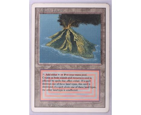 Magic the Gathering TCG. Volcanic Island, Revised. Dual Land card. Condition Report:  Good Condition. 