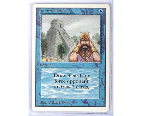 Magic the Gathering TCG. Ancestral Recall, Unlimited. One of the 'Power Nine' Magic The Gathering Cards. Condition Report:  *