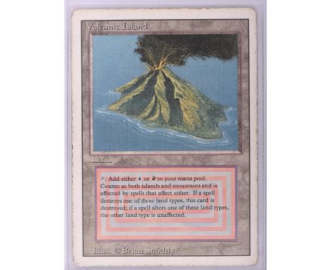 Magic the Gathering TCG. Volcanic Island, Revised. Dual Land card. Condition Report:  Played.