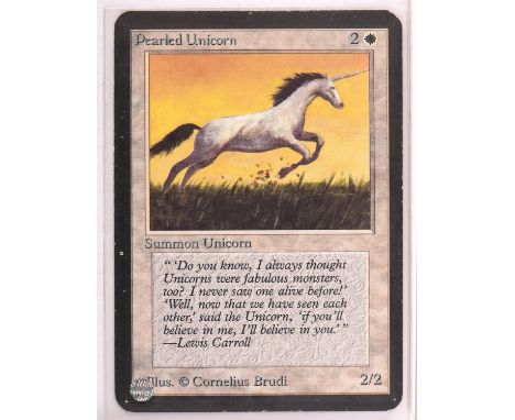 Magic The Gathering TCG.  2x Pearled Unicorn, Alpha. Condition Report:  Light play condition. 