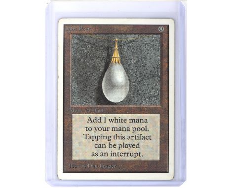 Magic the Gathering TCG. Mox Pearl, Unlimited. One of the 'Power Nine' Magic The Gathering Cards. Condition Report:  Light pl
