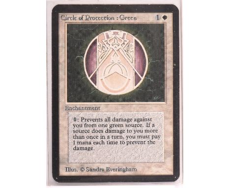 Magic The Gathering TCG. Circle of Protection : Green, Alpha. Condition Report:  Light play condition. 