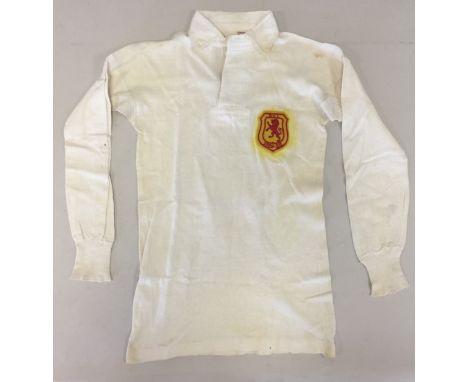 SCOTLAND INTERNATIONAL 1929 SHIRT. An original Scotland football shirt from 1929. Some bleed from label onto shirt, shows evi