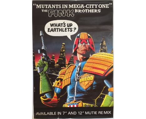 JUDGE DREDD 2000 AD MUSIC POSTER. An original 1985 rolled 40 x 59.5" poster for the release of The Fink Brothers' 'Mutant in 