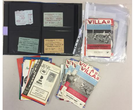 ASTON VILLA. Large collection of approx 70 Aston Villa home and away programmes from 1960-69 and sixteen assorted ticket stub