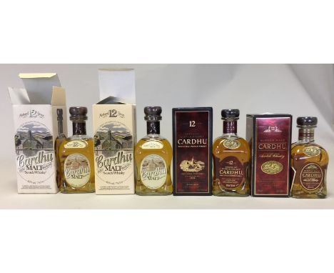 CARDHU MALTS - 4 boxed bottles of Cardhu Scotch to include 2 x 75cl bottles of Strathspey 12 Year Matured, 1 boxed 50 l bottl