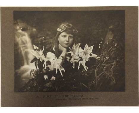 COTTINGLEY FAIRIES ORIGINAL PRINT. An original sepia gelatin print from July 1917 depicting 'Alice and the Fairies', the firs