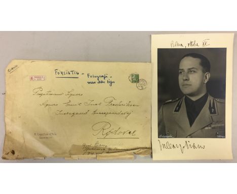 GALEAZZO CIANO BRAGAGLIA PORTRAIT AND AUTOGRAPH. A printed portrait of Count Galeazzo Ciano signed beneath and dated above (O