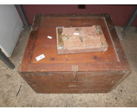 vintage lock and wooden box