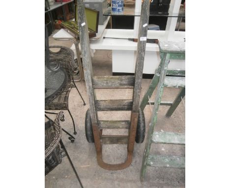 vintage wooden sack truck