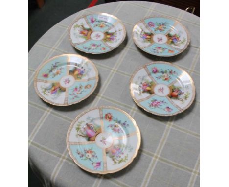 FIVE DRESDEN PORCELAIN PLATES 