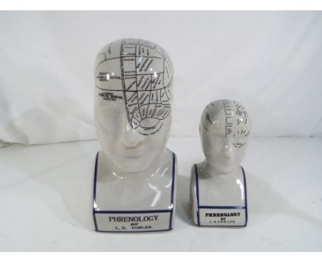 Two phrenology ceramic heads. Estimate £20 - £30  This lot MUST be paid for and collected, or delivery arranged, no later tha
