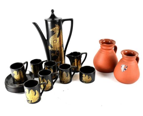 An nine-piece Portmeirion 'Phoenix' coffee set comprising coffee pot, six cups and saucers, milk jug and a sugar bowl and two