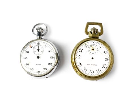 Rotary; a chrome keyless wind stopwatch, 49mm and a similar Elgin Timer stopwatch (af).