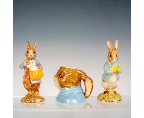 Two figures of Peter Rabbit in his everyday life, one titled Peter with Daffodils and the other is Peter with Postbag. There 