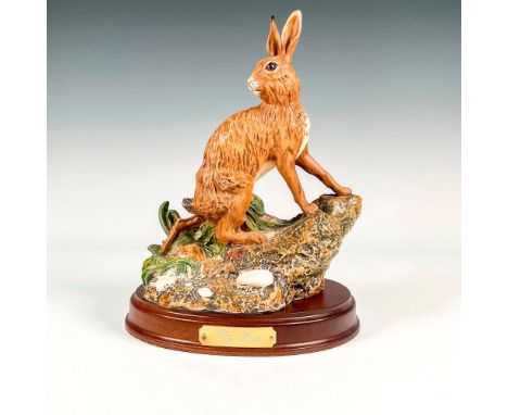 Hand painted in natural scenery figure of hare in the wild. From the Wildlife Collection. Comes with its original base with g
