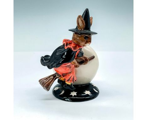 Red dress, black hat, cloak and shoes, white moons and stars. Royal Doulton Bunnykins backstamp. Certificate included. Produc