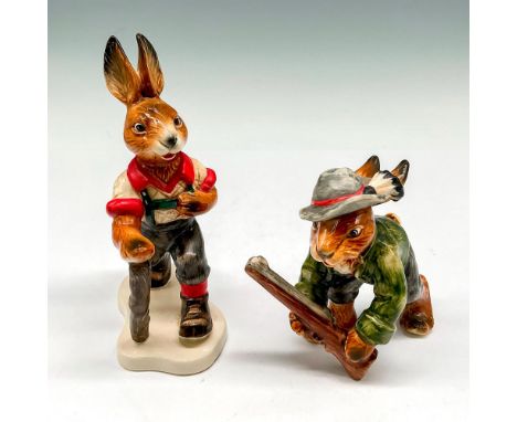 Glossy figures created as outdoor activities - Klaus the Hunter and Franz the Hiker. Goebel backstamp and sticker. Largest pi