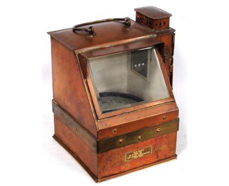 American Lionel Company copper deck binnacle with Ritchie compass card, 33cm high.