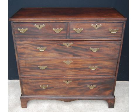 George III style mahogany chest with two short and three graduated long drawers, on bracket feet, 102cm high and 104cm wide.