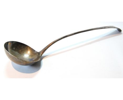 Silver soup ladle, initialled in bright-cut cartouche, maker's mark overstruck for Thos Ollivant (Manchester), 1795, 5oz.