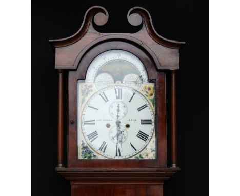 Victorian mahogany longcase clock by John Thomson of Leslie, the Roman enamel dial with marine moonphase, 224cm high.