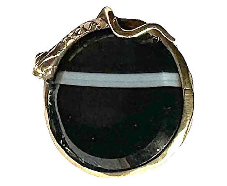 1 Small size 19th century snake border button. Here is a cool button. The striped agate center is framed with a snake and sna