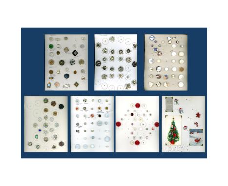 7 Cards filled with a variety of materials including "Glitz". This lot includes 2 cards of paste jewel glitz buttons, China's