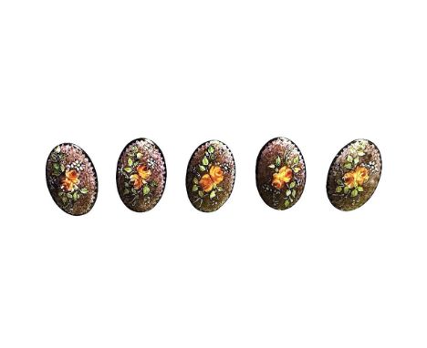 6 Large early 20th century hand painted oval examples. This set of 6 was purchased years ago by our consignor in England from
