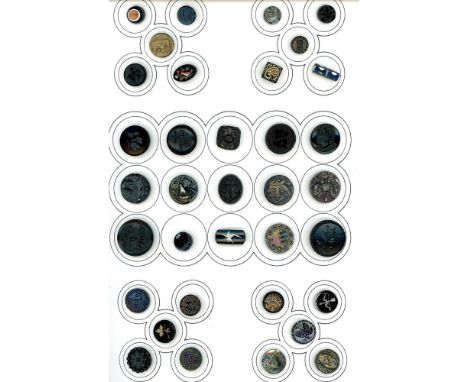 35 Small &amp; Medium size 19th century examples including pictorial. This is a spectacular card of the old black glass butto