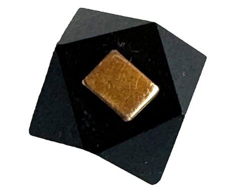 1 Small size 19th century black JET button. This genuine JET button from the 19th century is faceted and has a GOLD plate ins
