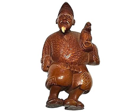1 Large late 19th early 20th century natural material carving. Here is a beautifully carved Japanese Netsuke/Okimono figural 