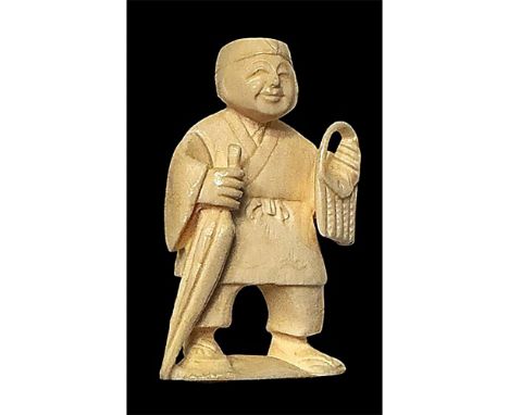 1 Large early 20th century Japanese hand carved example. Here is a well carved and signed example of a figural Netsuke made o