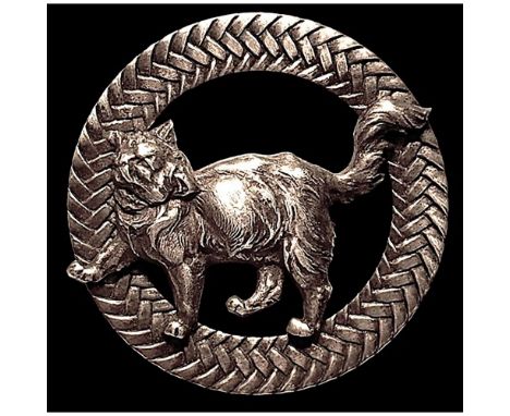 1 Extra Large 20th century pierced full body CAT button. This beautifully detailed and nicely bordered pierced Cat button is 
