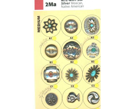 12 Medium size 20th century examples including Indian silver. This nice selection includes several examples with Turquoise OM