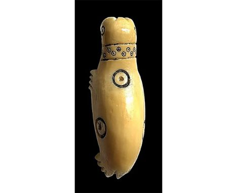 1 Large 19th century natural material Walrus button. This wonderful Inuit button was hand crafted in the late 19th century to