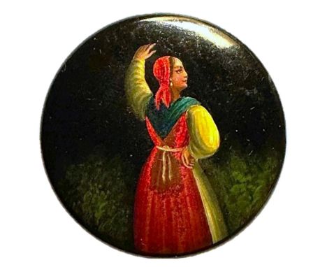 1 Large 19th century example with a hand painted figural. This incredible button from the 19th century is not only rare for i