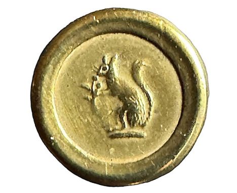 1 Small early 19th C. brass pictorial button of a Squirrel. Here is another pictorial button in brass from the early 19th cen
