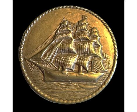 1 Large 19th C. detailed picture button of a multi masted ship. This is not a common example. This is a finely made and detai