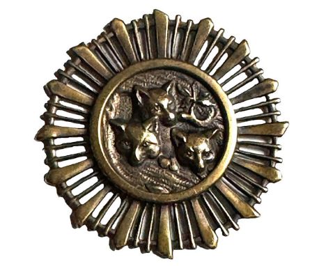 1 Large 19th century brass button with three foxes. Bruce says he has never seen this version of the three foxes. This design