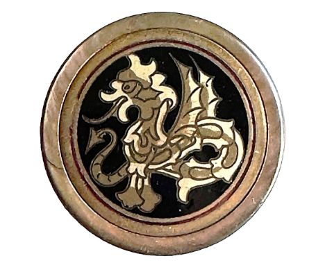 1 Large 19th century pearl button with an enamel inset. Here is a beautifully created fabulous animal or dragon button. The b