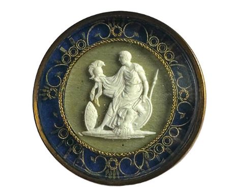 1 Large 18th century plaster and wire under glass button. Here is one of the top rarities in the auction. The white figure is