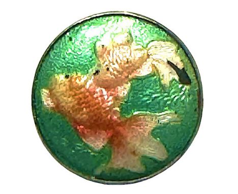 1 Medium late 19th century Gin Bari foil enamel button. Gin Bari enamels from Japan are highly collectible and this example i