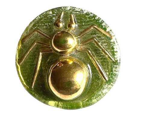1 Large 20th century Lime green glass spider button. Bimini glass buttons have become quite the rage in the past 10-20 years.