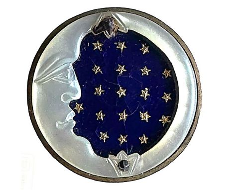 1 Large 19th century cobalt blue enamel and pearl button. This is an exquisitely made and beautiful button. The gold paillon 