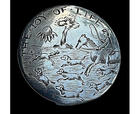 1 Medium 18th century silver horse-rider &amp; dogs button. Here is an extremely rare example from the 18th century depicting