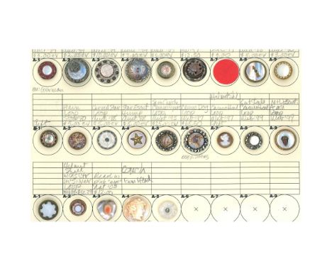 22 Small 19th century assorted shell and pearl buttons. This partial card includes some wonderful and finely detailed carved 