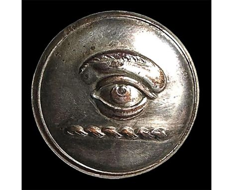 1 Medium 19th century example with an EYEBALL. Here is a wonderful example of a silvered crest button depicting an eyeball an